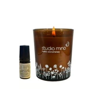 Aromatherapie kaars – Wood serenity + GRATIS parfum-olie roller